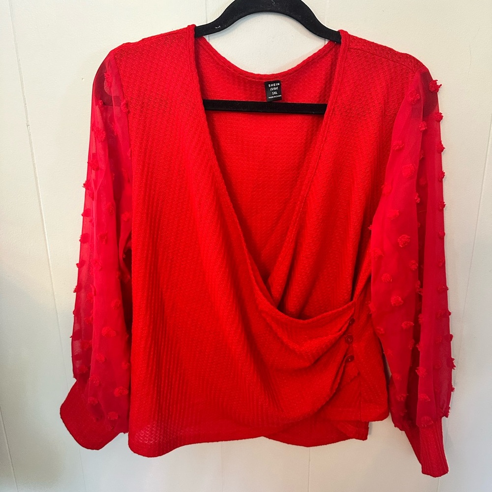 Elegant Red Cross Drape Top
